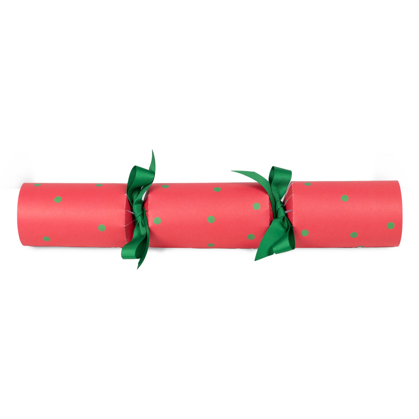 Red and green polka dot Christmas cracker