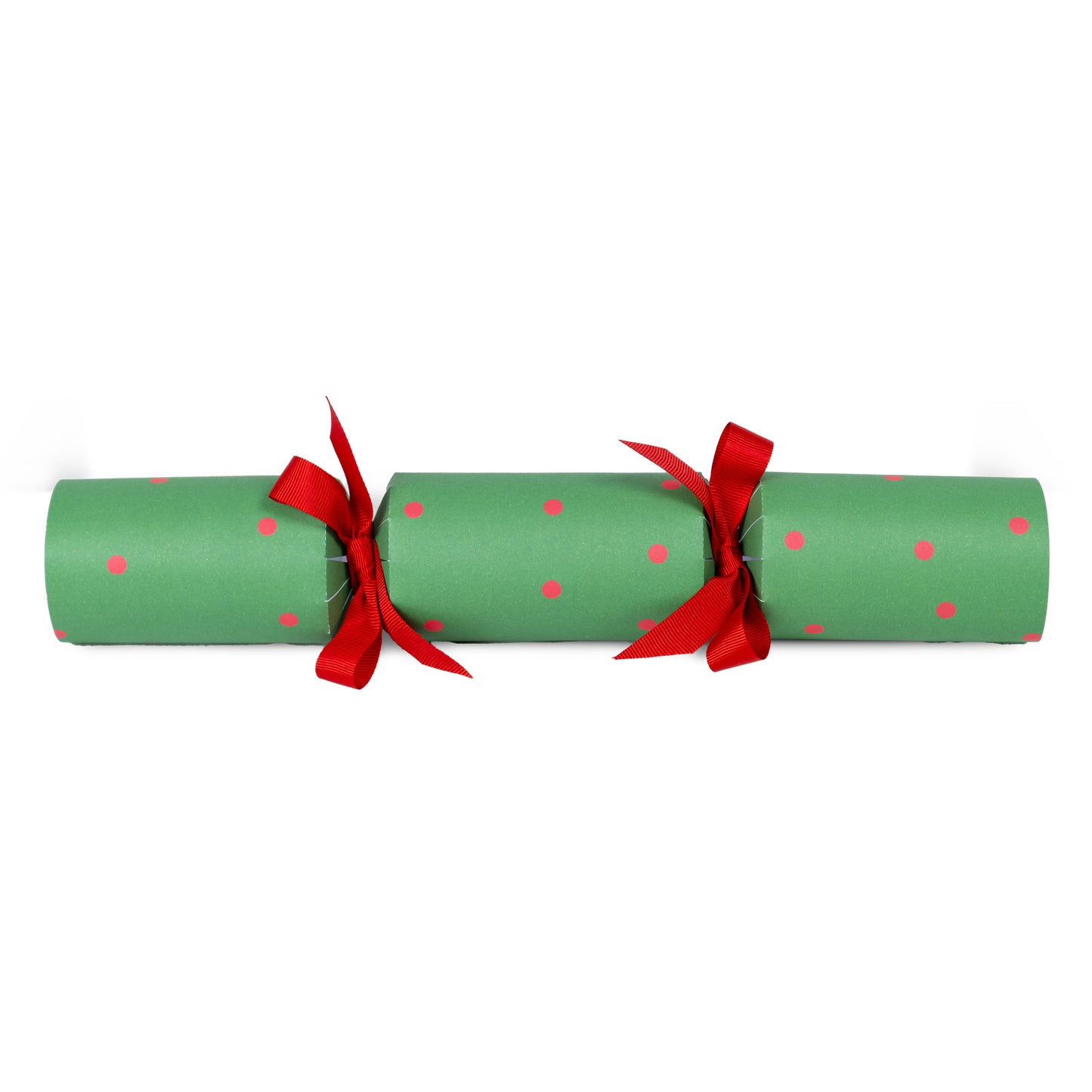 Red and green polka dot Christmas cracker