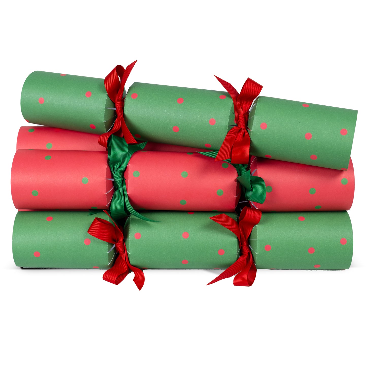 Red and green polka dot Christmas cracker